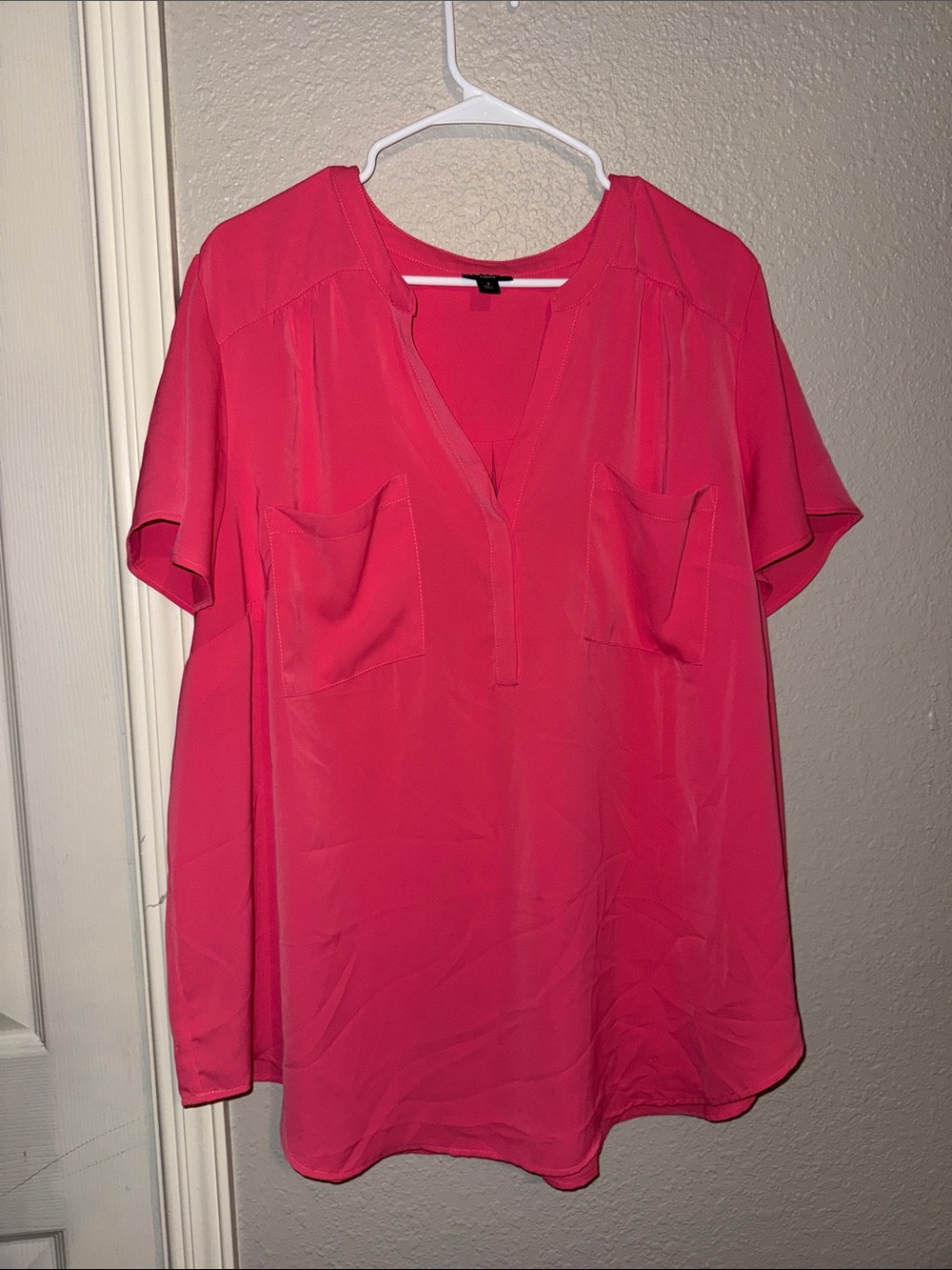 torrid Hot Pink V-Neck Short-Sleeve Blouse